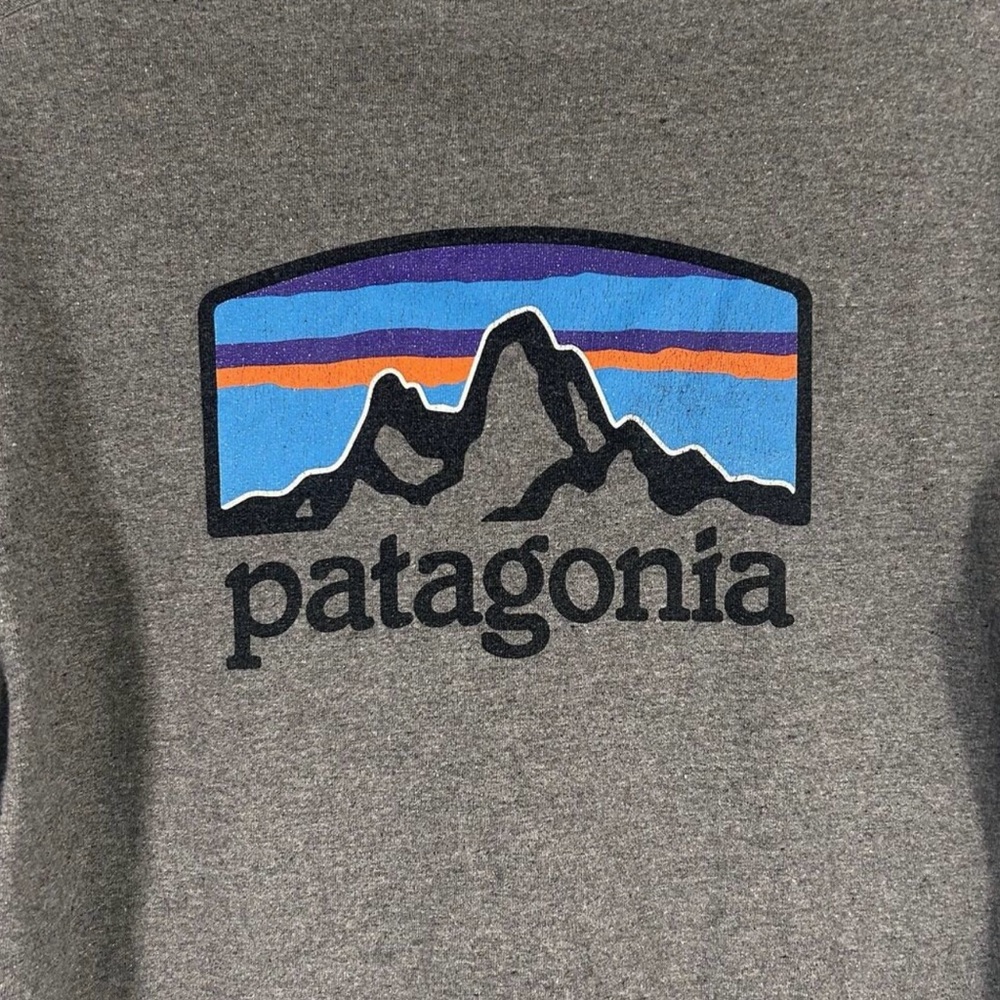 Patagonia Shirt Unisex Small Grey Short Sleeve Mountain Graphic Print Crew Neck